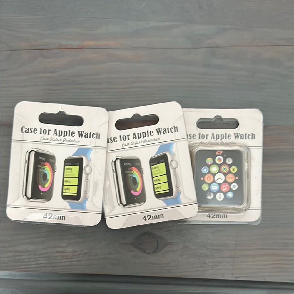Lot of 3 Apple Clear colored Smartwatch Cases-42 MM- Watch covers only-no bands